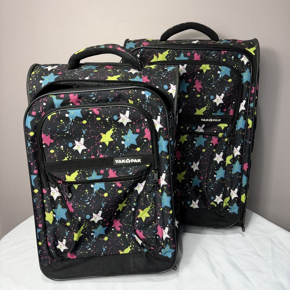 Yak Pak Multicolor Star and splash Rolling Suitcase set.
